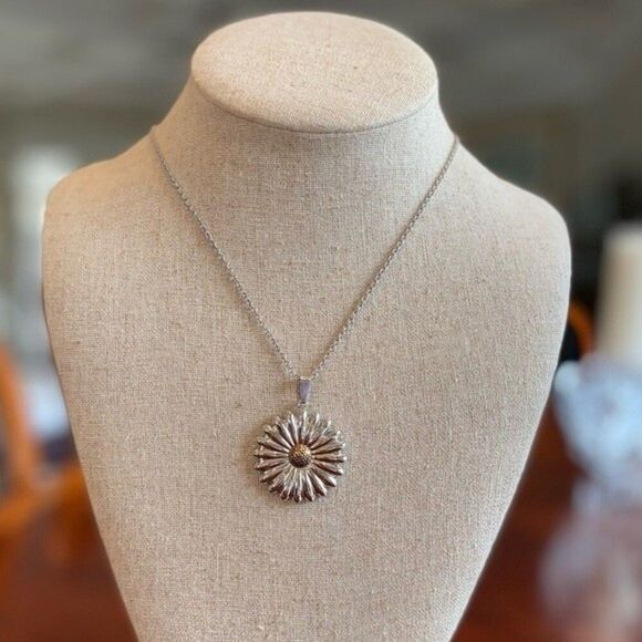 Stainless Steel Sunflower Pendant Necklace - Picture 1 of 5